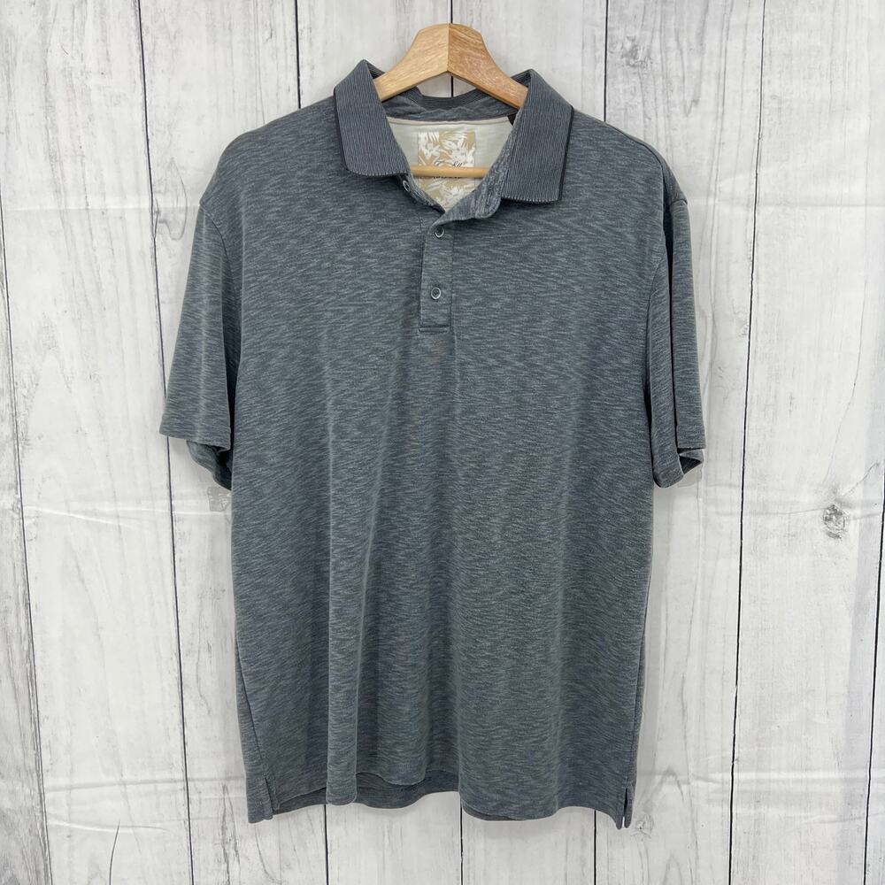 TASSO ELBA (XL) Island Heather Gray Knit Polo Shirt Short Sleeve